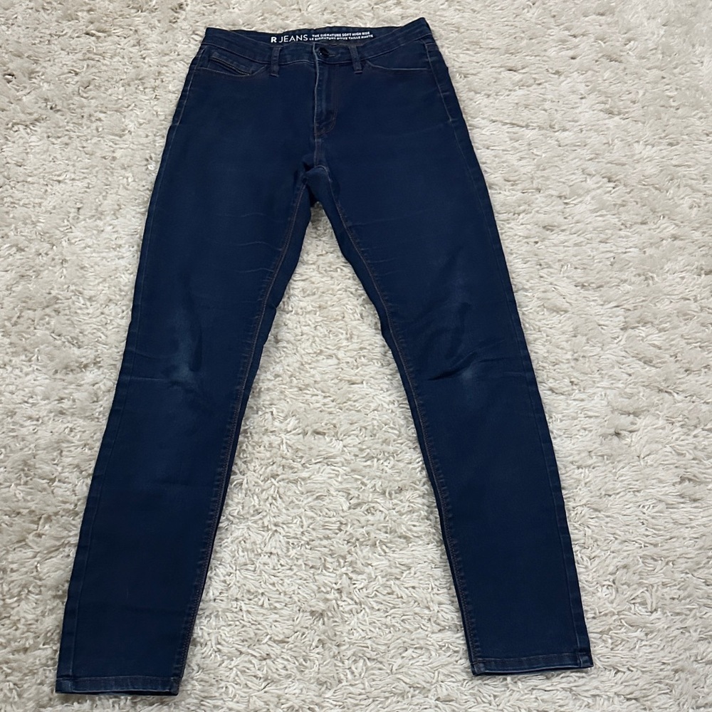 R JEANS 90’s Retro Women’s High Rise Dark Blue Stretch Denim Jeans Sz 29